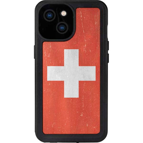 Switzerland Flag Distressed iPhone 15 Waterproof Case
